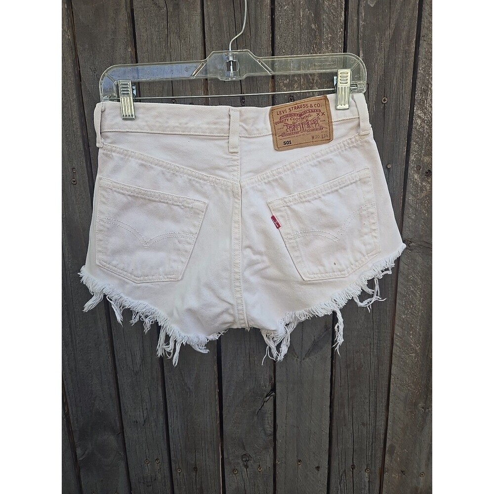 Levi’s 501 Vintage Cut Off Shorts White Distressed Made in USA High Rise W30 Wm